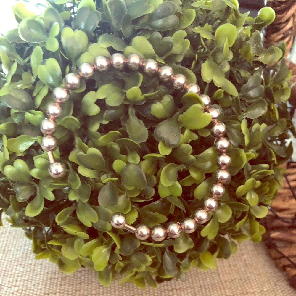 Silver Beaded Cuff Bracelet